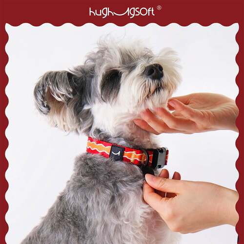hughugsoft?宠物项圈轻量化外出遛狗中小型犬设计款新年小狗脖圈