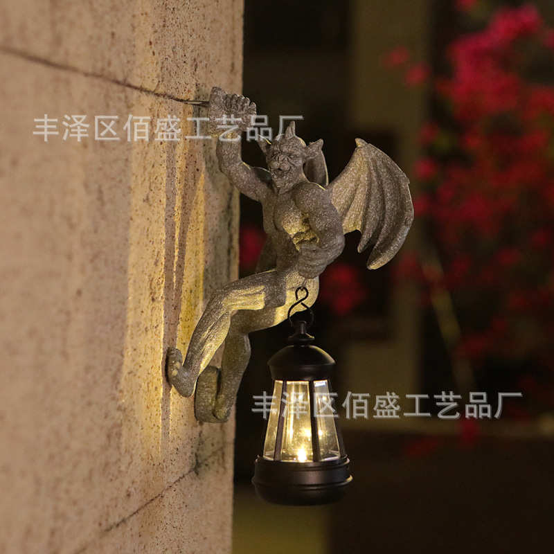怪兽墙面仿树挂装饰品摆件提灯树脂花园造景庭院雕像石色壁挂