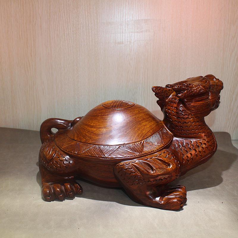 厂家直销雕刻龙龟工艺品摆件 办公室木质家居风水客厅摆件