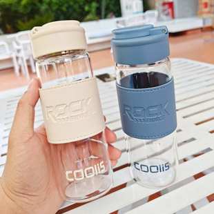办公杯家用杯子情侣水杯批发 简约带茶隔玻璃杯耐高温泡茶水杯时尚