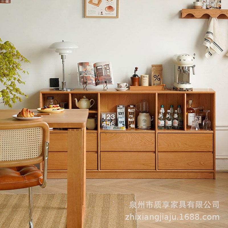 北欧实木落地小书柜原木风餐边柜客厅日式电视柜储物收纳家具组合