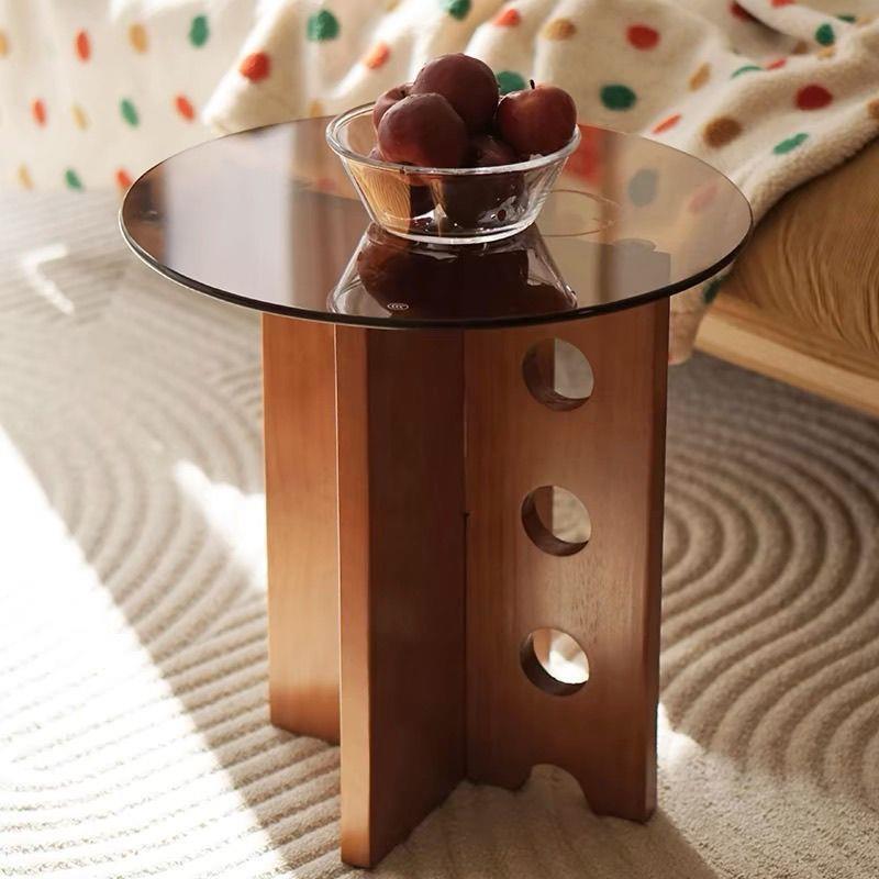 实木茶几用新小户型法式钢化玻ZKB璃茶几创意家约复古简客厅中式