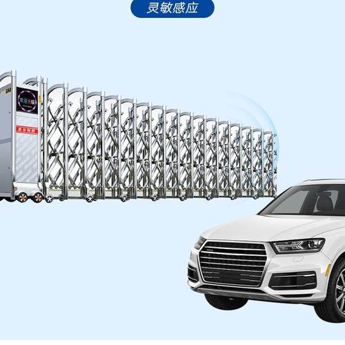 不锈钢电动伸缩门小区电动大门自动识别伸缩门工厂折叠遥控伸缩门
