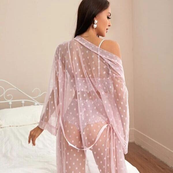 set piece three bathrobe skirt suspender tulle nightdress