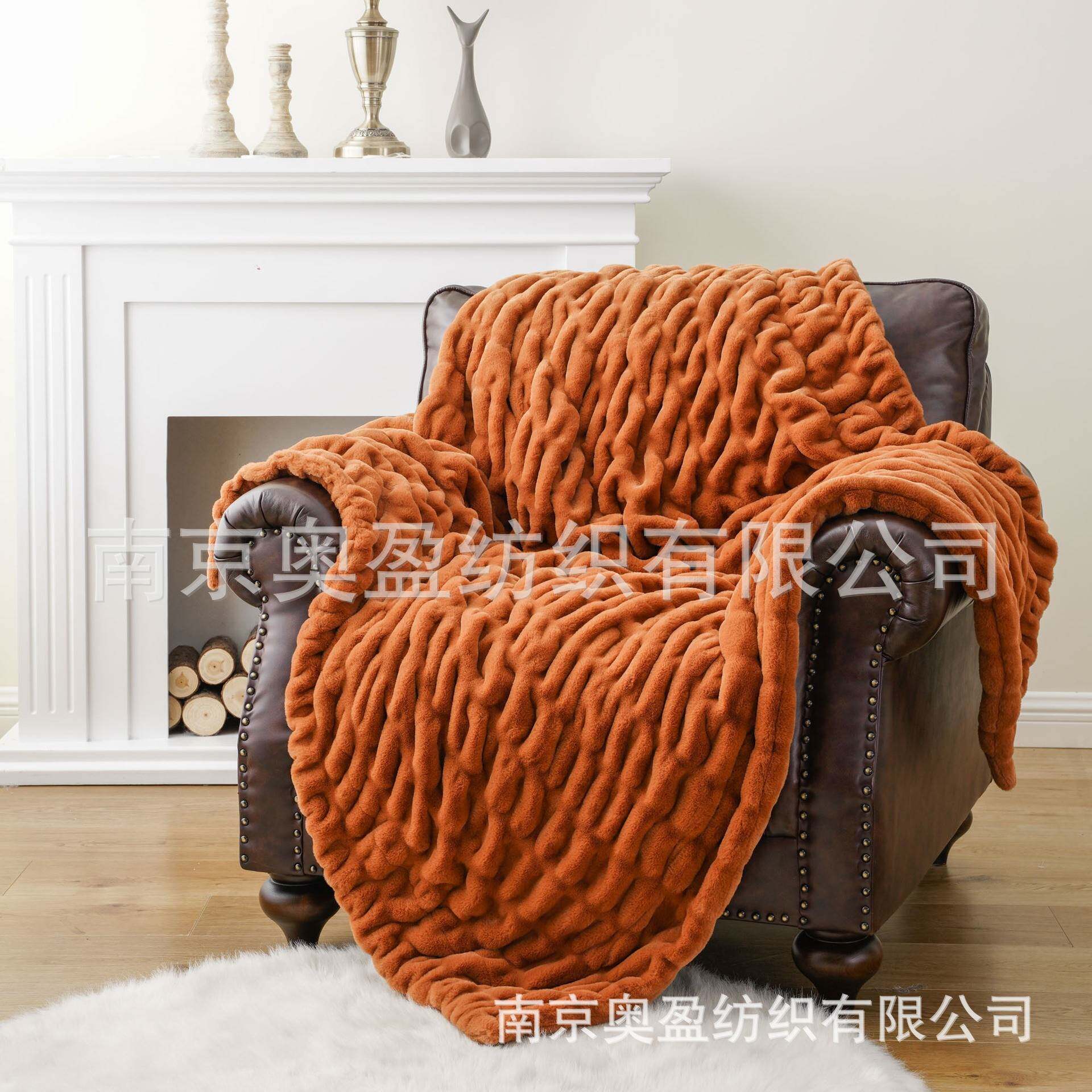 跨境毛毯仿兔绒毛毯子午睡加厚毯子短毛办公室毯子沙发毯高级感
