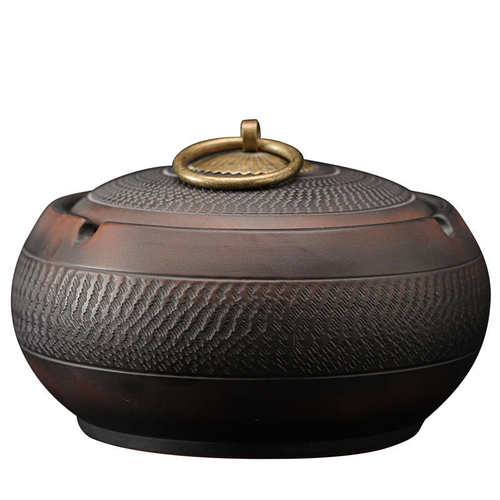 清溪紫陶烟灰缸创意大号陶瓷家用办公客厅带盖防飞灰烟缸