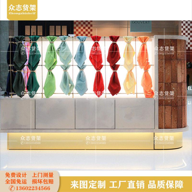 商场售货亭餐巾毛巾陈列中岛柜围巾腰领带展示货架可创意设计定制