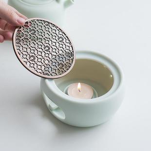 26EQ蜡烛煮茶炉小型保温底座陶瓷温茶炉耐热铜片套装 暖茶器加热泡