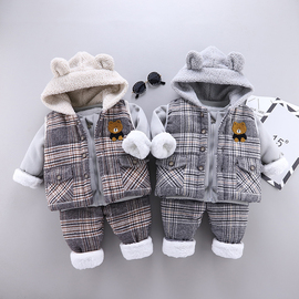 婴儿冬装套装加绒加厚0一1岁宝宝，3儿童装男童，衣服秋小孩冬季6个月