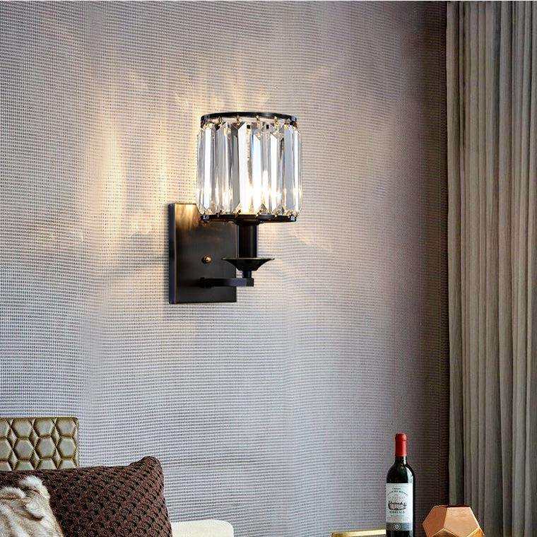 美式乡村复古水晶壁灯家用创意客厅电视墙灯浪漫水晶卧室床头灯