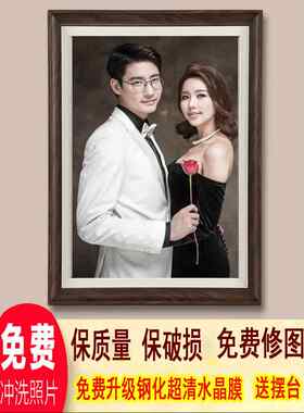 全家福实木婚纱照相框放大挂墙欧式50寸48寸40寸洗照片加相框制作