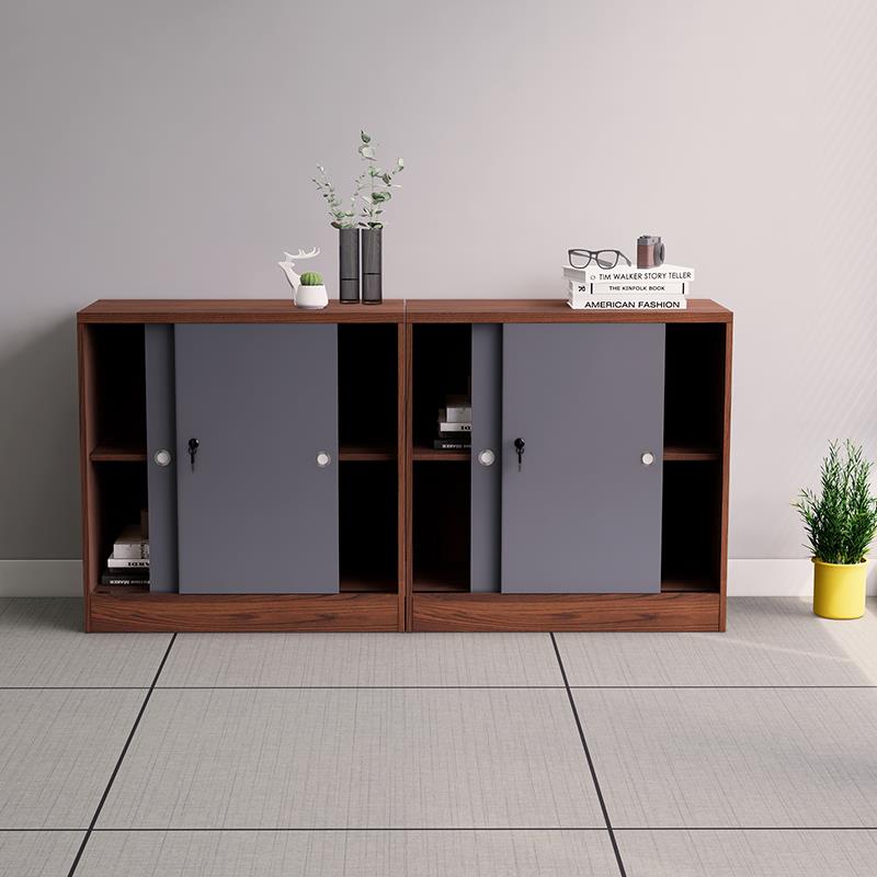 办公室柜推拉移门文件柜矮柜木质资料柜打印机柜落地储物隔断边柜