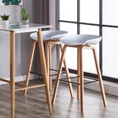 欧尚热转印铁艺吧椅本北色木纹吧椅6创意简约时前台椅勺子吧高椅