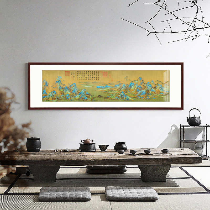 中式挂画千里山水装饰画书房壁画新玄关客厅国画背景办公室江山