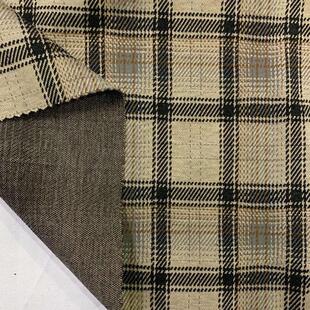 混纺面料格子毛呢色织提花粗纺棉tr高档服装色织现货新款原料