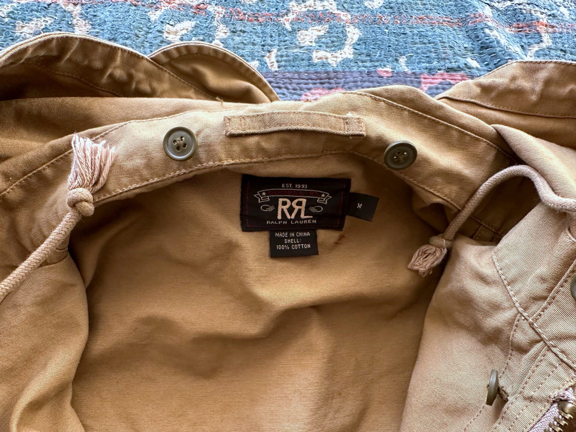 R.R.L. M43 Beige Cotton Parka — label