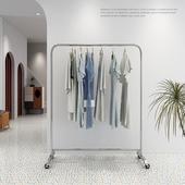 童装 挂衣杆女装 店衣服陈列道具货架 展示架不锈钢拉丝银落地式 服装