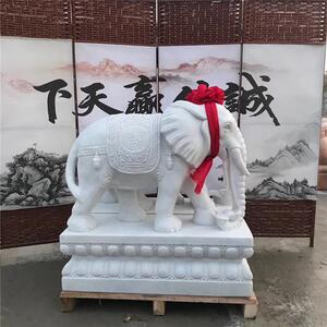 石雕大象塑家用看象门汉白雕玉小墅GTS006酒店门口青石大象摆别件