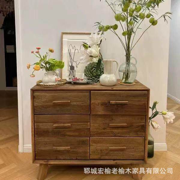 收榆柜木五橱斗柜0205客厅实木储物柜家具抽屉收纳玄关储物中式纳