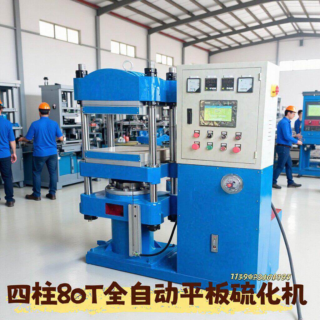 青岛80吨PLC触摸屏全自动平板硫化机 复合硅胶加热片油压成型机