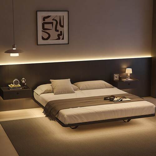 定制床酒店家俱床带背景板悬浮床头柜收纳柜卧室定制可选颜色尺寸