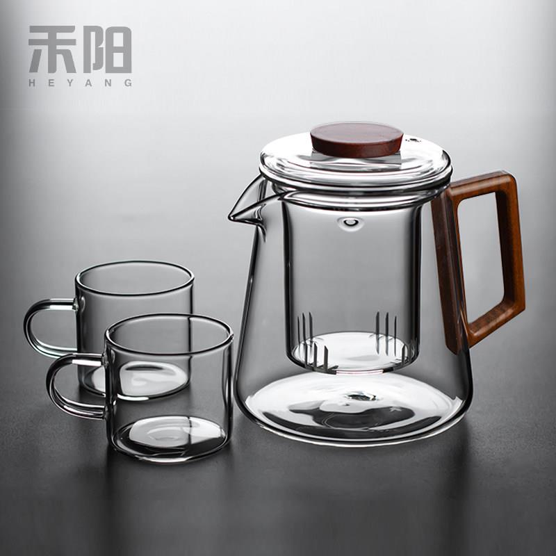 禾阳 玻璃泡茶壶耐高温加厚煮茶壶带过滤家用花茶壶单壶茶具套组