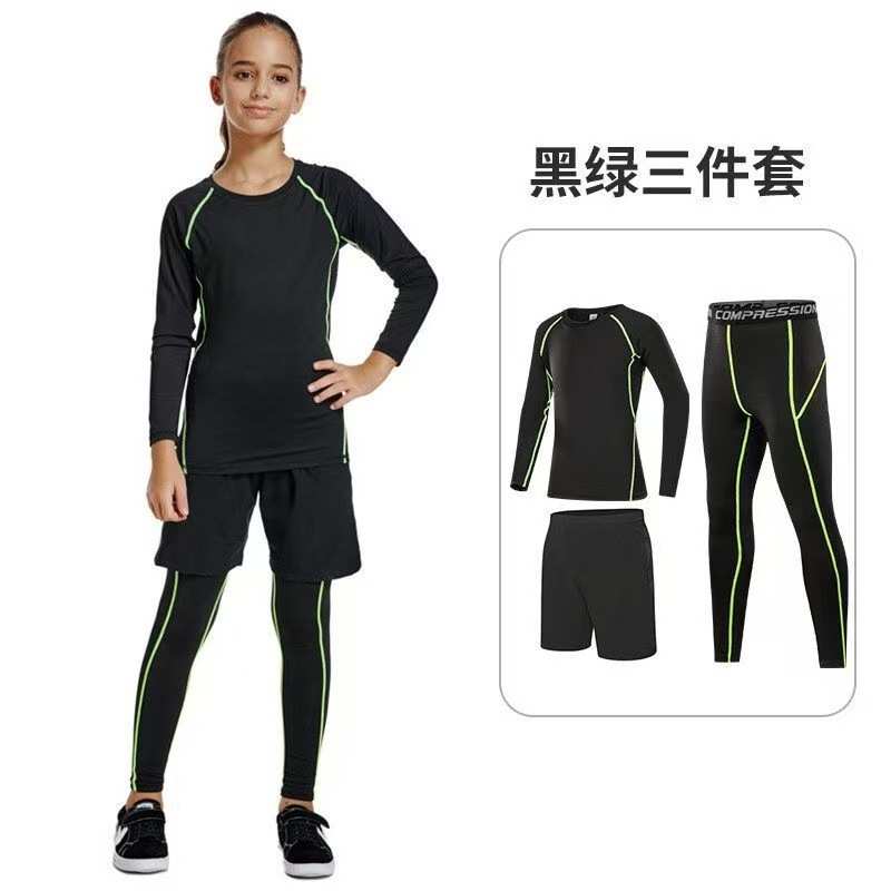 儿童紧身衣训练服春夏秋跑步运动健身衣套装篮球足球打底男童健身