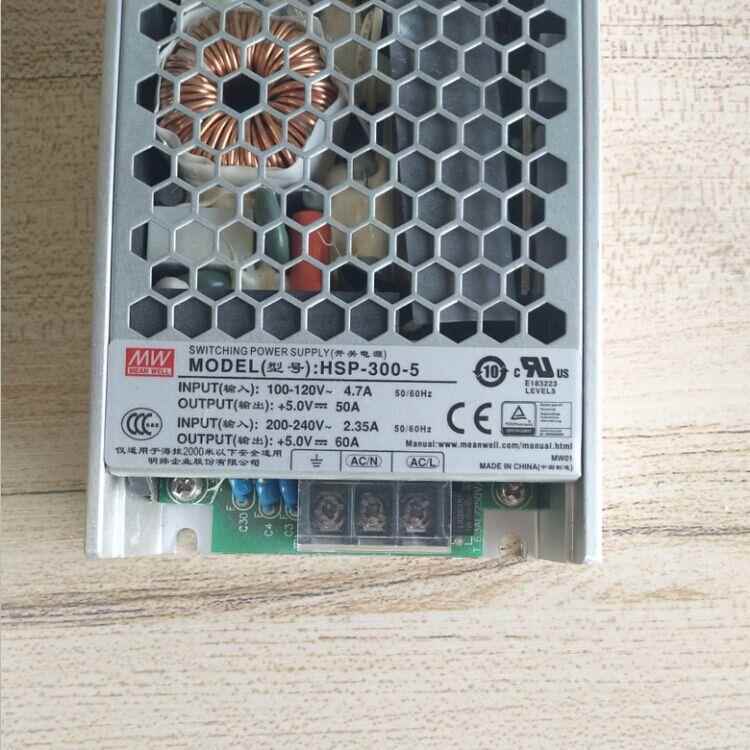 HSP-300-5 5V60A无风扇显示屏全彩屏条屏照明亮化明纬开关电源