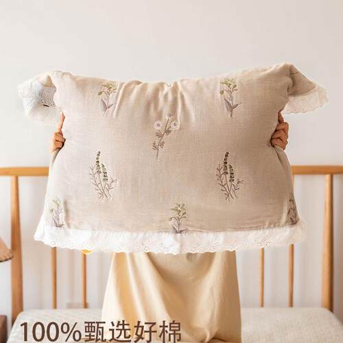 花边枕巾纯棉纱布大号防头油枕头巾轻奢感新款吸汗
