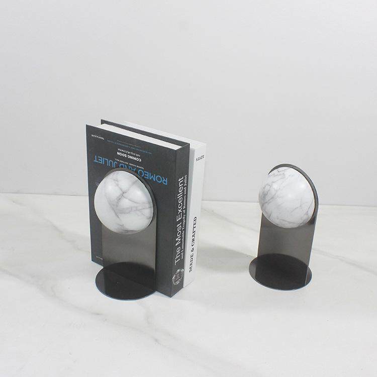 简约现代大理石纹书档摆件样板间书房办公桌书立书靠书夹装饰品