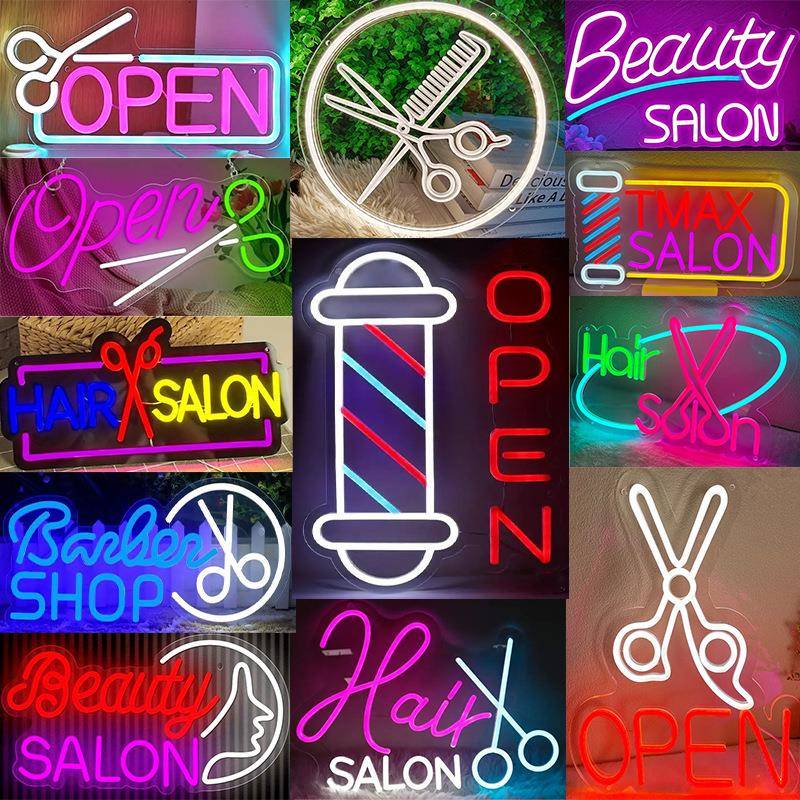 理发店装饰灯led霓虹灯剪刀梳子发廊广告牌发光字个性美发店招牌
