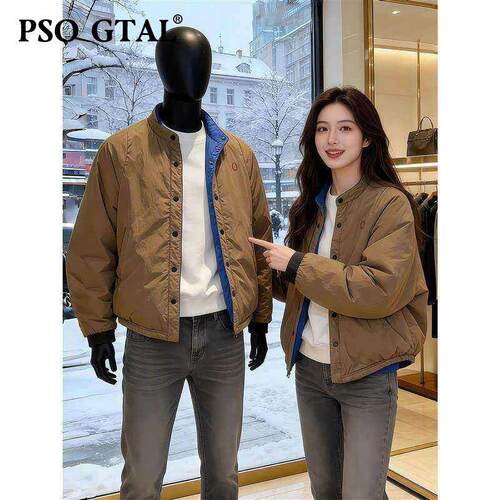 PSO GTAL美式复古双面穿棉服男女春季撞色多巴胺情侣外套户外轻薄