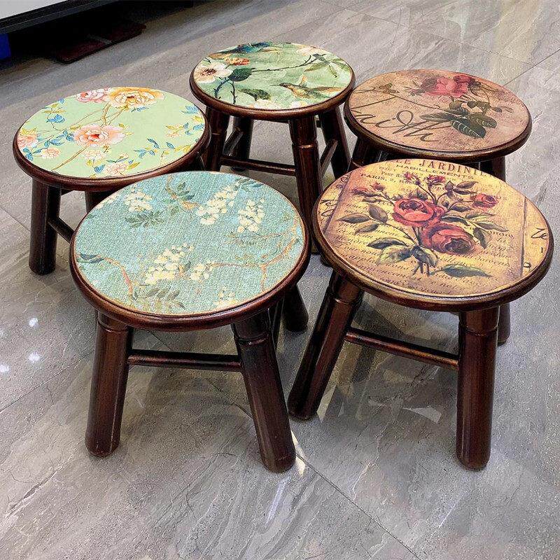 美式乡村 田园凳子 欧式凳子实木矮凳小圆凳小板凳家用凳多款可选