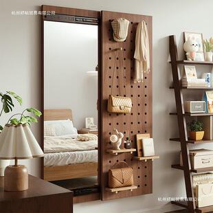 实木MA09洞洞板穿衣镜隐推拉全身镜藏子家用可式 关关闭壁挂墙玄试