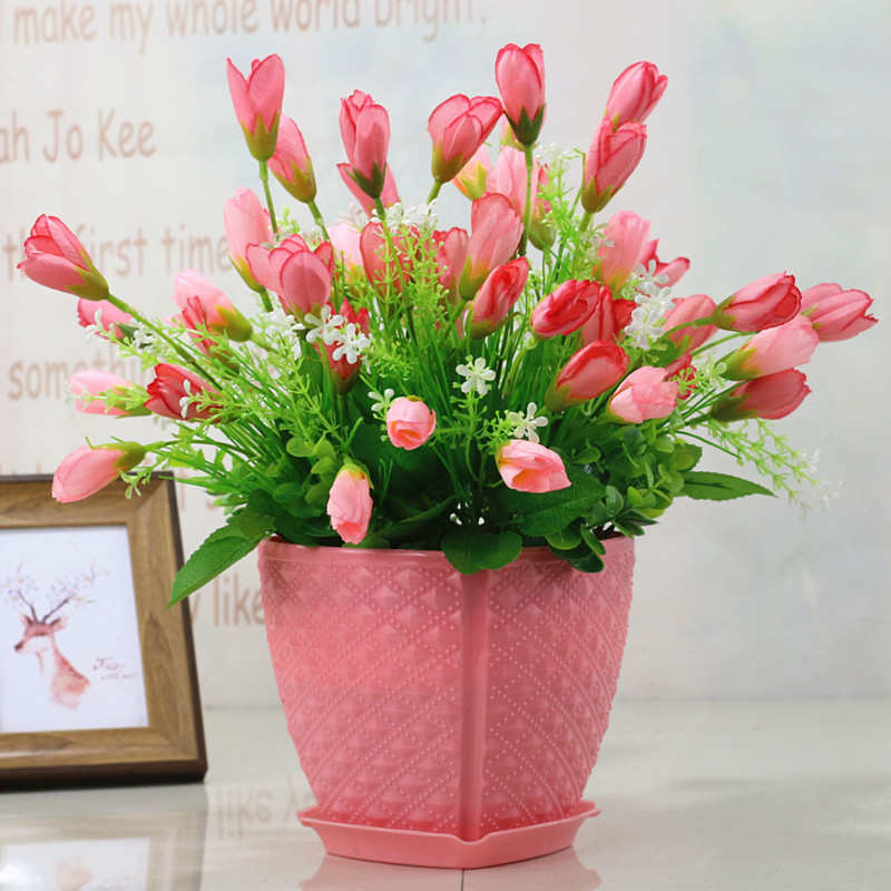 套装束干花花郁金香花艺假装饰客厅摆件电视柜家居餐桌花绢花