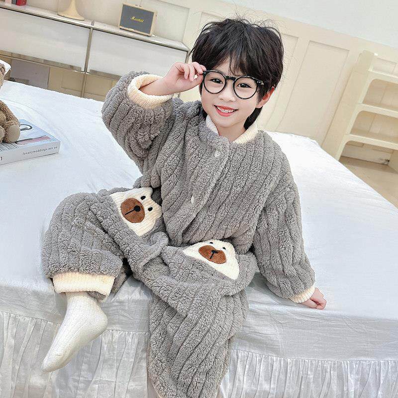 宝宝睡衣秋冬季加绒加厚连体双层男童2025新款儿童婴儿珊瑚绒睡袋