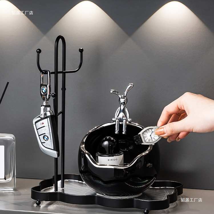 玄关钥匙收纳摆件入户进门口鞋柜锁匙轻奢装饰品乔迁新居礼品