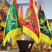 五色旗五令旗底座五龙旗双面刺绣令旗底座全套