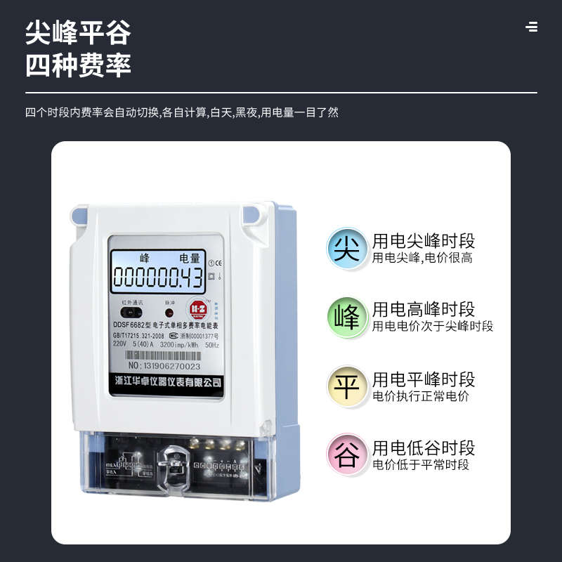 单相电子式多费率电能表家用出租房分时付费率电表高精度电能表