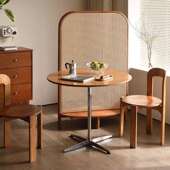 中古风餐桌洽谈桌子圆桌小户型复古茶几阳台边几家用简约办公桌子