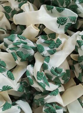 2026年新款12寸透明绿色叶子气球圆形乳胶气球装饰气球o1