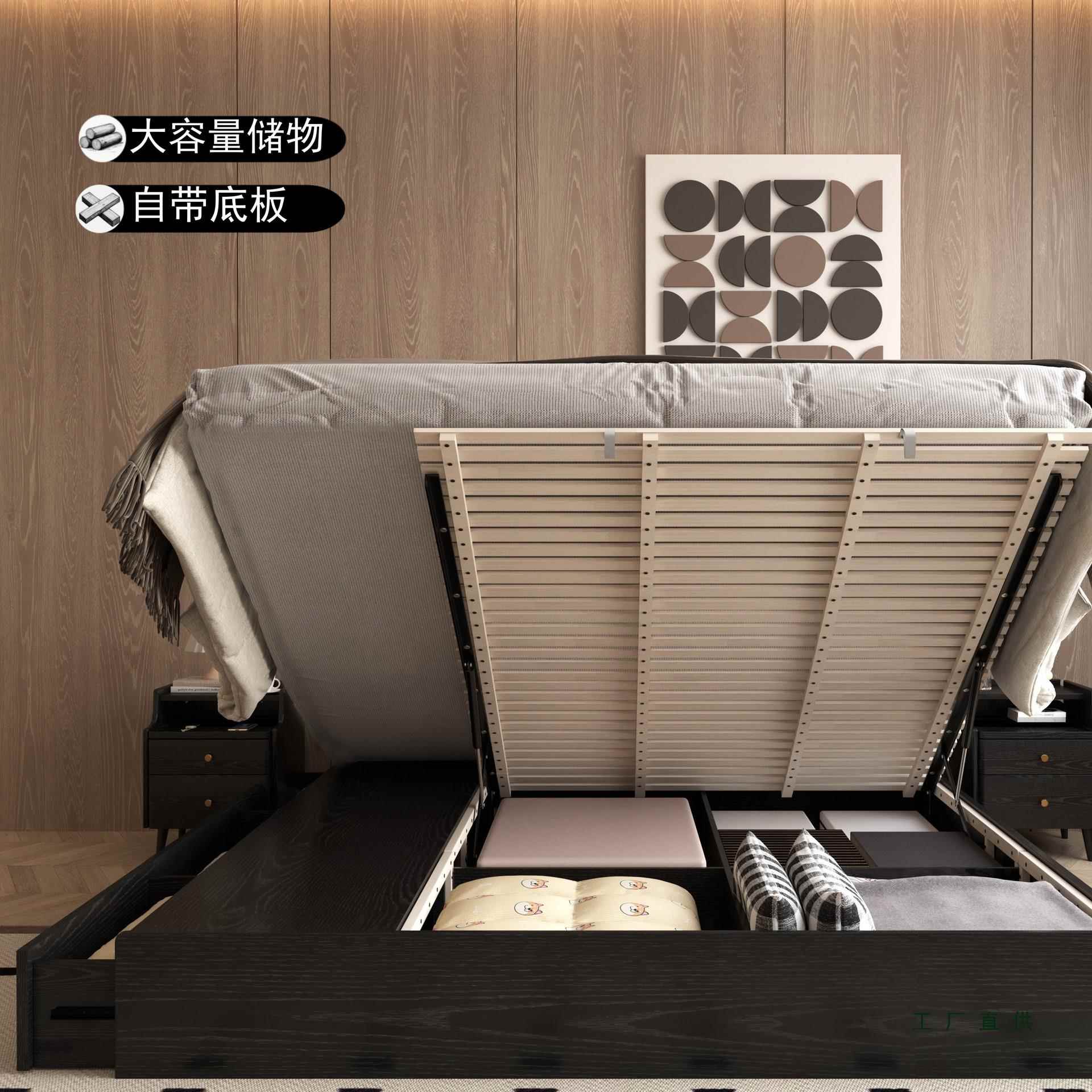 全实木床橡木高箱床15简米约现代米8主室双人气压卧1箱F985H5S7体