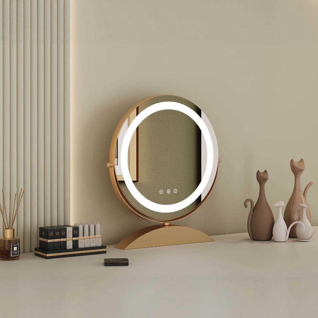 欧式简约led化妆镜360度旋转梳妆台带灯化妆镜厂家直销跨境