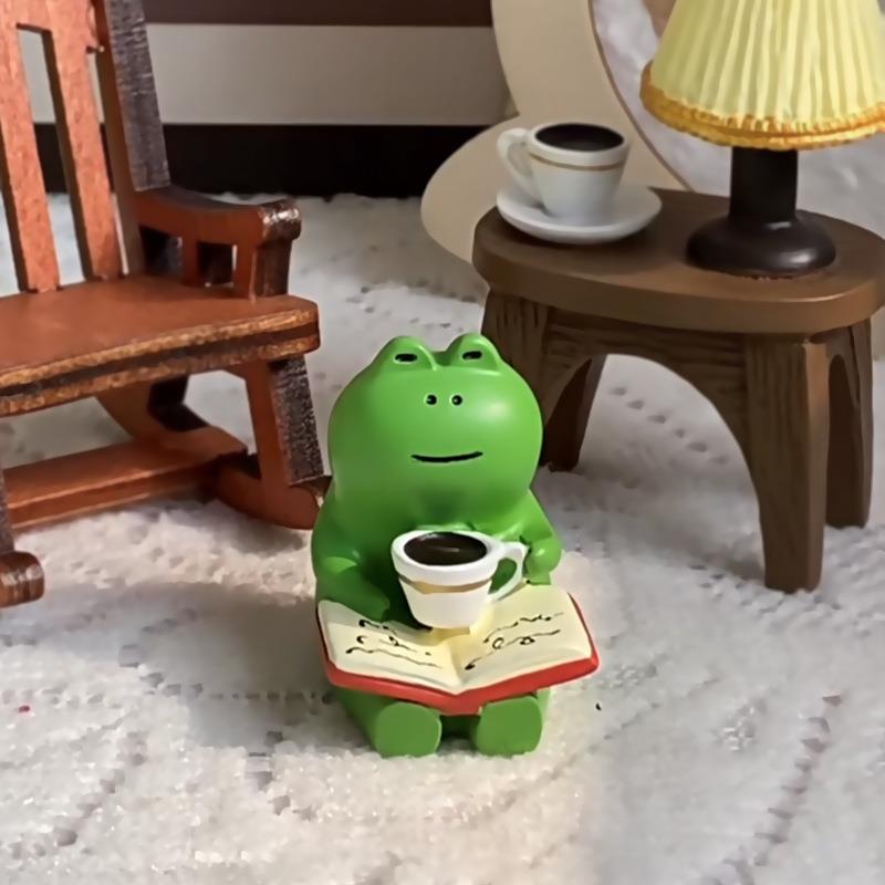 青蛙树摇椅可手工摆件治d愈桌爱面萌粒车载iy潮玩脂小摆件青蛙摇