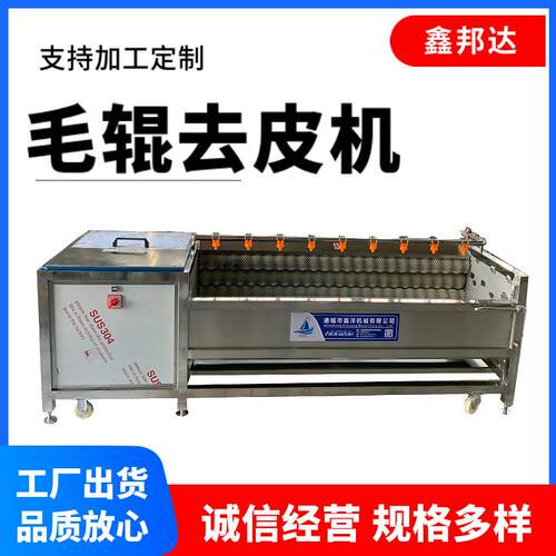 菱角毛辊清洗机自动出料红薯紫薯毛辊清洗机