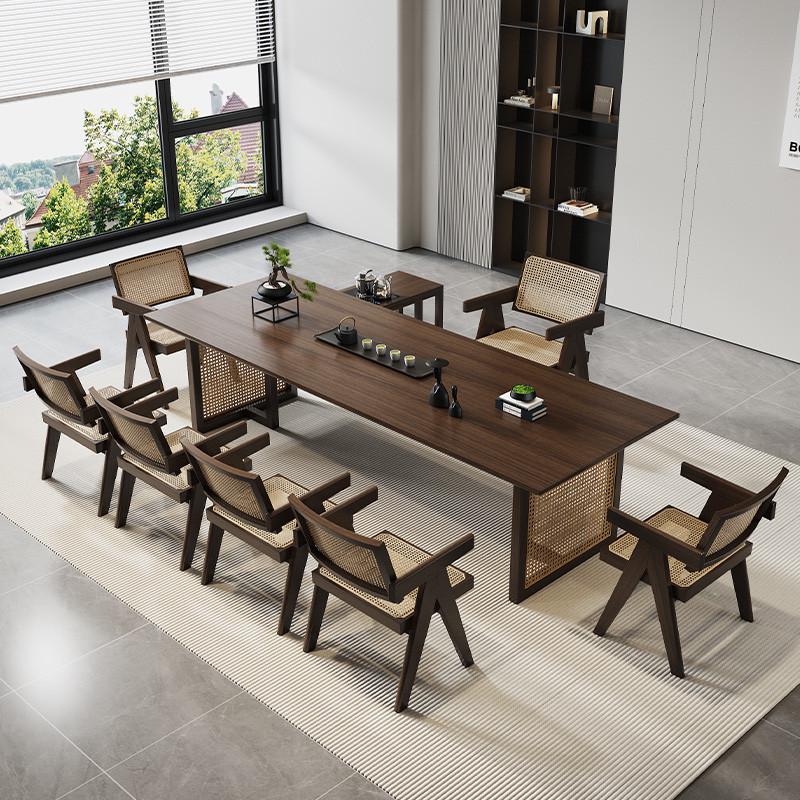 新中式茶桌椅组合办公室家用实木茶桌茶楼茶室接待侘寂风茶台茶几