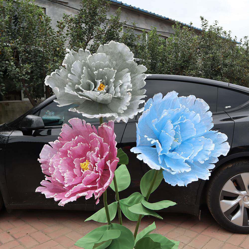 巨型仿真亚麻牡丹花婚庆装饰家居装扮商场布景拍摄道具仿真花套装