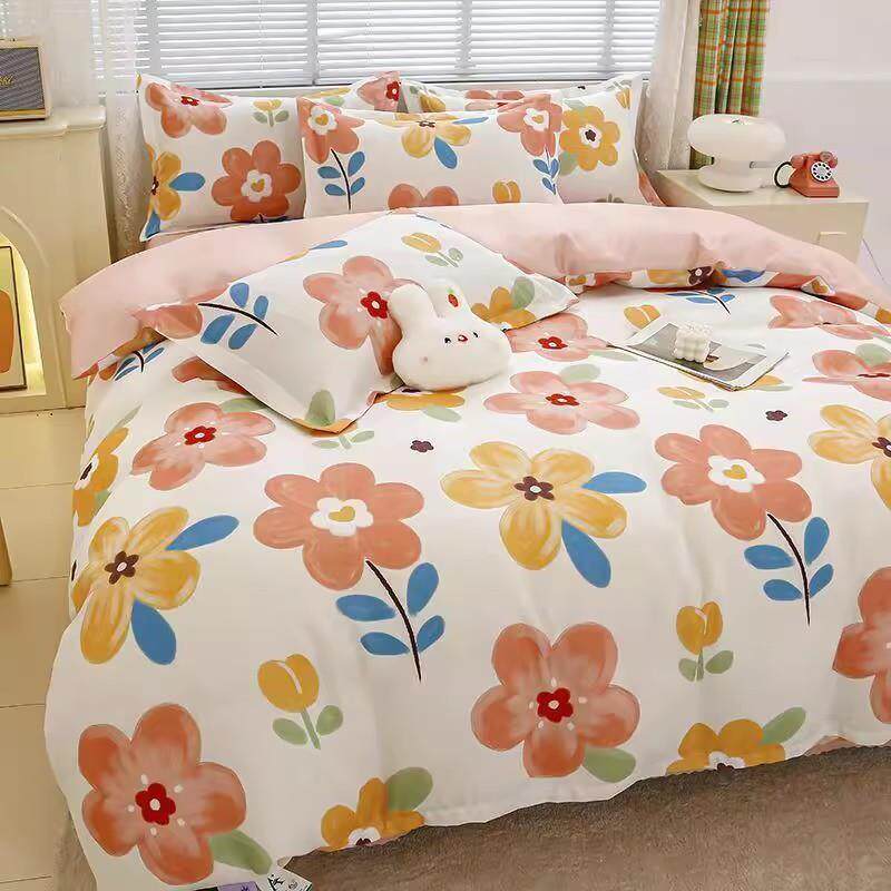 家用植物羊绒四件套亲肤磨毛床单被套学生宿舍可水洗印花三件套