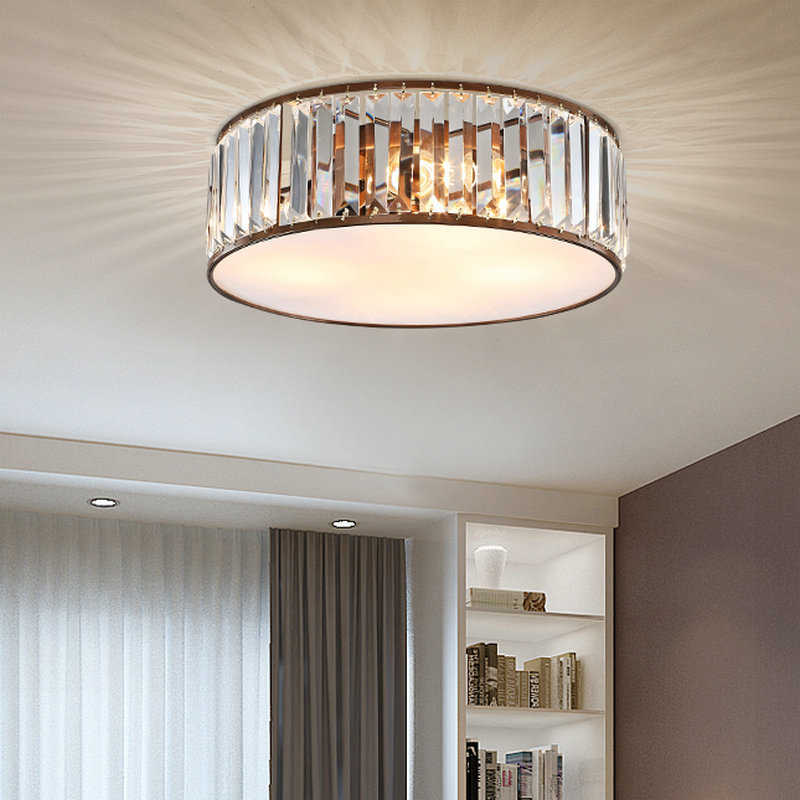 新款美式水晶吸顶灯卧室客厅家用水晶灯温馨浪漫餐厅吸顶灯led