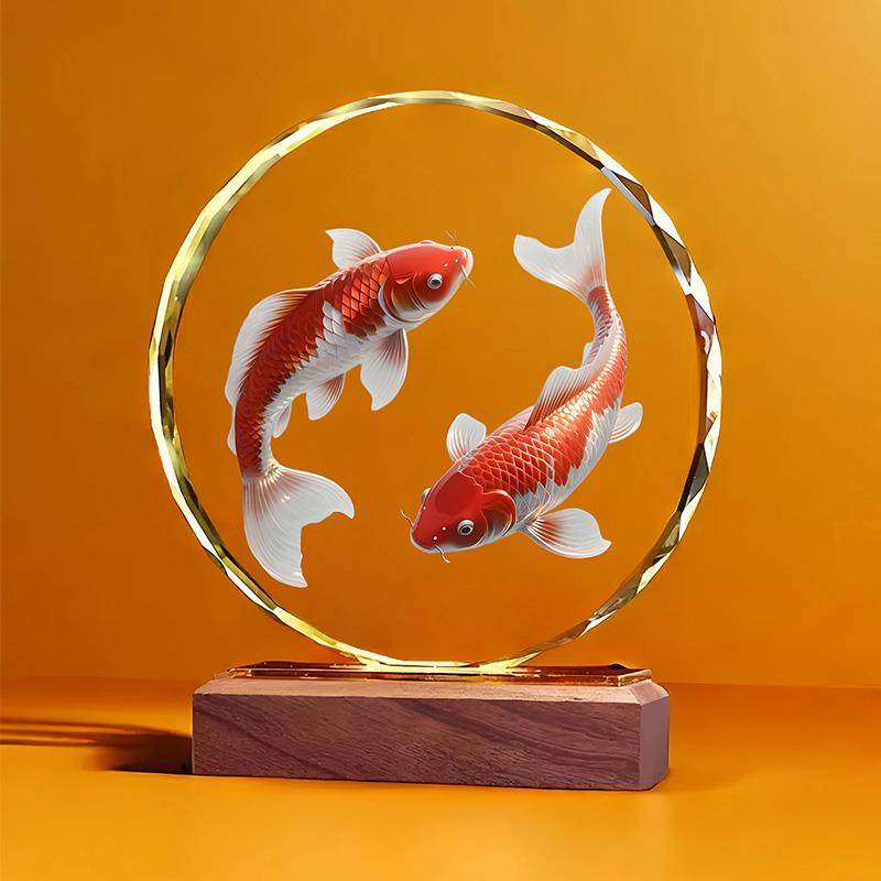 正品档年年有余 余锦鲤晶摆饰桌轻奢高家水居创意面装饰客厅乔迁